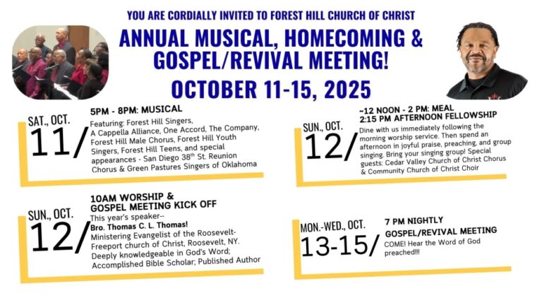 Annual Musical, Homecoming & Gospel/Revival Meeting
